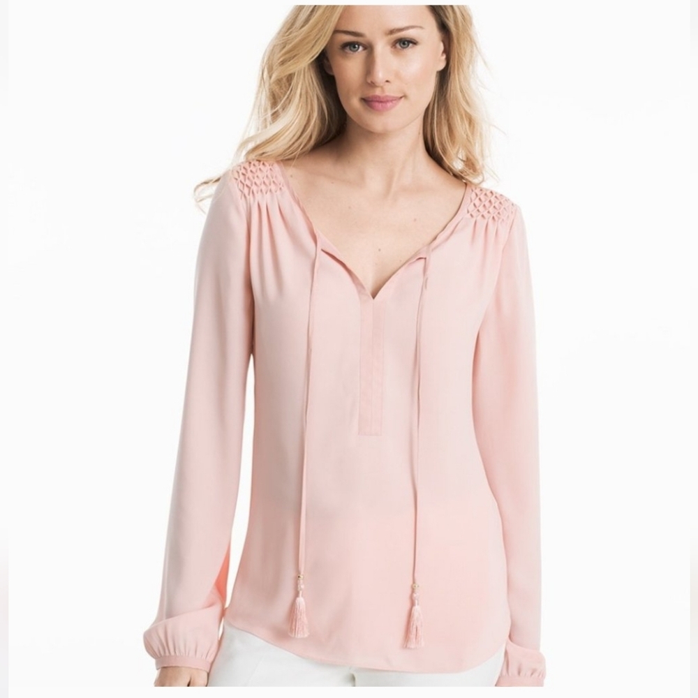 White House Black Market Pink Peasant Blouse sz. 10